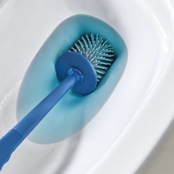 Wholesale 2 Pcs of Three in One Toilet Brush Blue and White Set