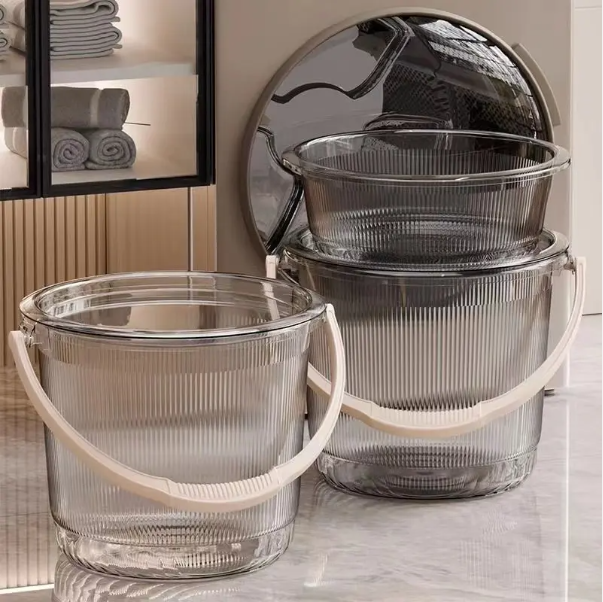 Transparent Portable Bucket with Basin