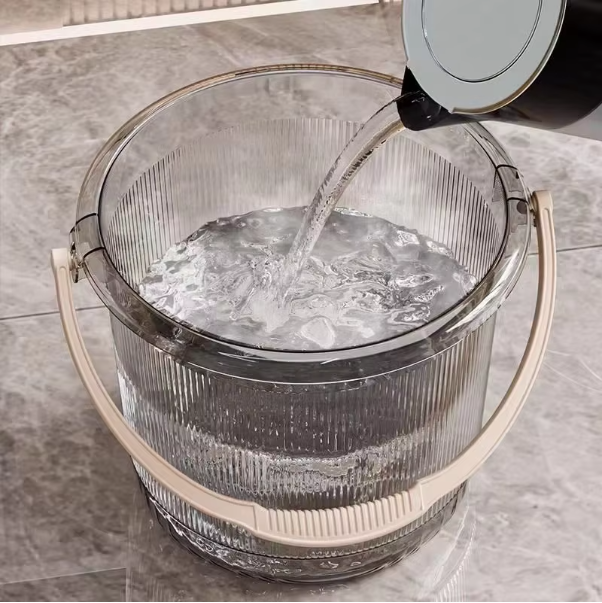 Transparent Portable Bucket with Basin